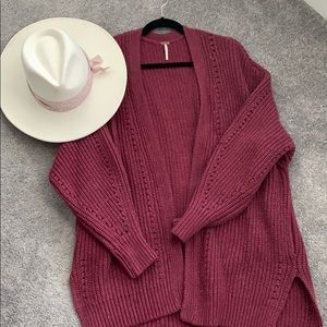 Maroon Free People cardigan